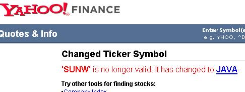 SUNW becomes JAVA